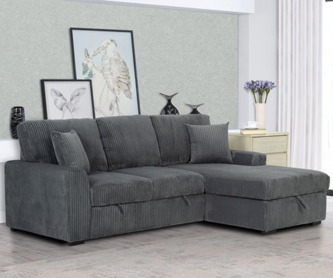 Boone Fabric Pull Out Sectional Sofa & Storage